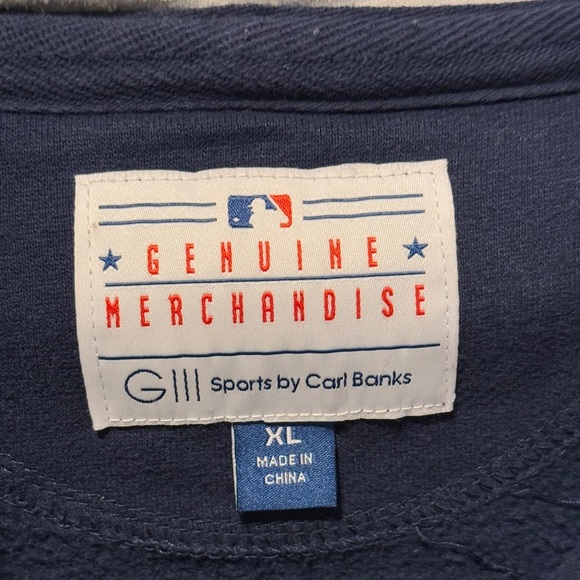 NY YANKEES ZIP HOODIE SWEATSHIRT XL BASEBALL DISTRESSED BLUE Carl Banks - Picture 6 of 10